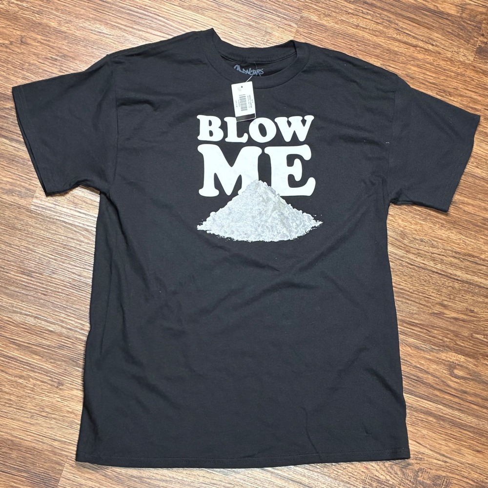 Spencer's Graphic Tee Mens Large Black NWT Blow Me Humor Shirt